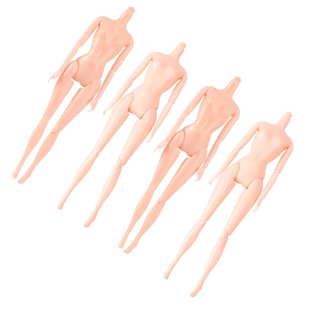 4Pcs Plastic Flexible Rotation 12 Moveable Joints Doll Toy Rotatable Nude Doll Body Toy Female Figure Naked Body Dolls for DIY Dolls