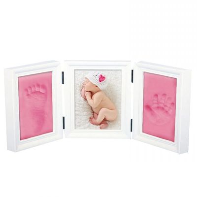 006 Three fold Wood Baby Nursery Memory Art Kit Frames, Baby Handprint Footprint Keepsake Kit - Baby Prints Photo Frame for Newborn - Baby Nursery Memory Art Kit Frames