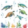 decalmile Sea Turtles Wall Stickers Under The Sea Coral Seaweed Wall Decals Bedroom Bathroom Baby Nursery Wall Decor view 1