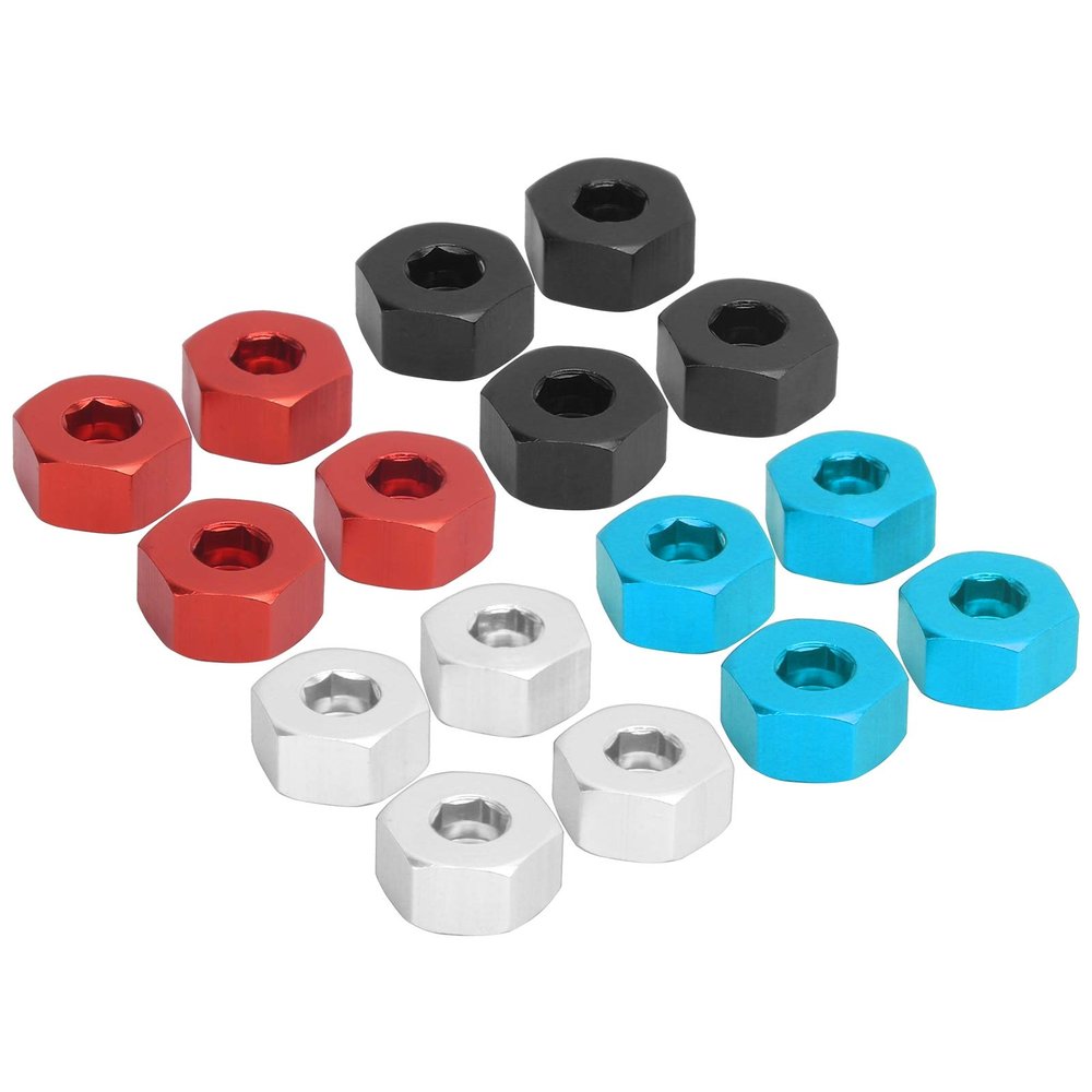 Raguso 4pcs Wheel Hex Hub Adapters 5mm to 12mm Combiner Aluminum Alloy Hex Hub Adapter Compatible with WPL D12 1/10 RC Trucks RC Car Spare Upgrade Parts(red)