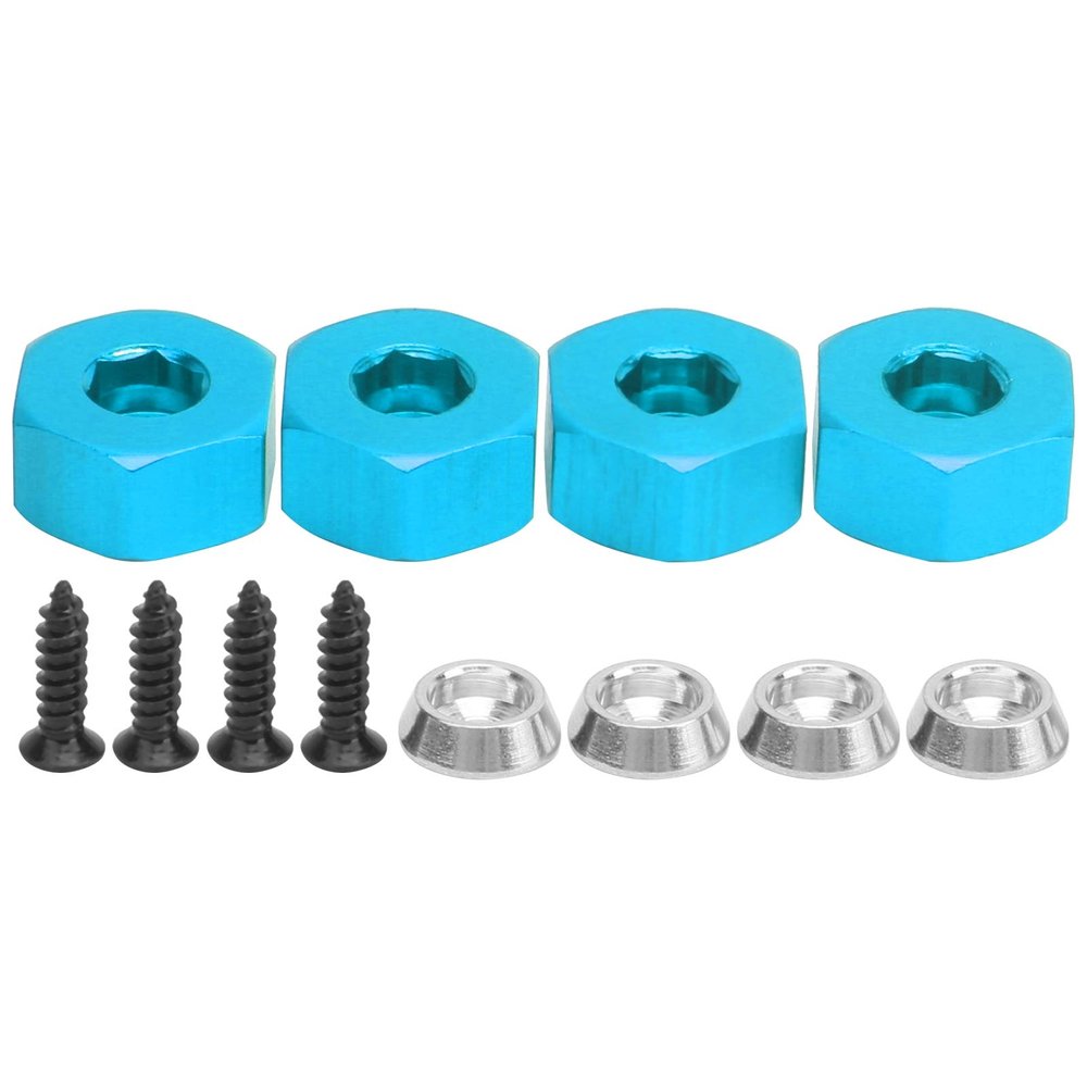 Raguso 4pcs Wheel Hex Hub Adapters 5mm to 12mm Combiner Aluminum Alloy Hex Hub Adapter Compatible with WPL D12 1/10 RC Trucks RC Car Spare Upgrade Parts(Blue)