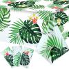Tatuo 3 Pieces Hawaiian Luau Party Tablecloth Palm Leaves Table Cloth 54 x 108 Inches Plastic Disposable Table Decorations for Summer Pool Beach Cocktail Aloha Safari Jungle Party Supplies view 1
