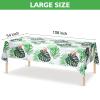 Tatuo 3 Pieces Hawaiian Luau Party Tablecloth Palm Leaves Table Cloth 54 x 108 Inches Plastic Disposable Table Decorations for Summer Pool Beach Cocktail Aloha Safari Jungle Party Supplies view 2