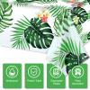Tatuo 3 Pieces Hawaiian Luau Party Tablecloth Palm Leaves Table Cloth 54 x 108 Inches Plastic Disposable Table Decorations for Summer Pool Beach Cocktail Aloha Safari Jungle Party Supplies view 3