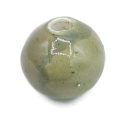 1Pc Handmade Extra Large Round Beads, 7mm hole, Ceramic Craft Supplies for Macrame (30 mm, Olive Green)
