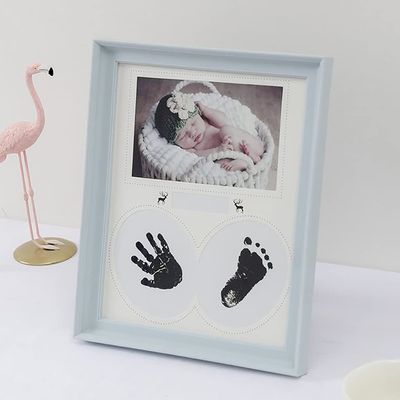 006 Baby Ink Hand and Footprint Kit  Handprint Picture Frame for Newborns A Baby Keepsake Gift for Shower, Registry and Birthday. Memorable Baby Hand and Footprint Kit to New MOm (Color : Blue)