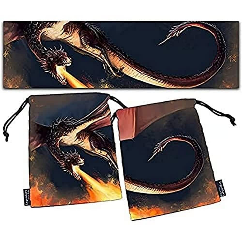 Legendary Dice Bags: The Fiery Dragon Designed by Odysseus Stamoglou from Drawlab Entertainment  Game Accessories  Microfiber Dice Bag  Holds up to 60 Regular Size Dice  TTRPG RPG