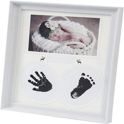 006 Baby Ink Hand and Footprint Kit  Handprint Picture Frame for Newborns A Baby Keepsake Gift for Shower, Registry and Birthday. Memorable Baby Hand and Footprint Kit to New MOm (Color : White)