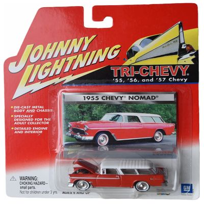 Johnny Lightning 1955 Chevy Nomad, Tri Chevy [red with White top]