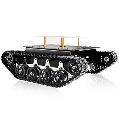 Professional Shock-Absorbing Smart Metal Robot Tank Car Chassis Kit for Arduino/Raspberry, Tracked Suspension Absorption Vehicle, Remote Control Track Crawler Damping Vibration Caterpillar