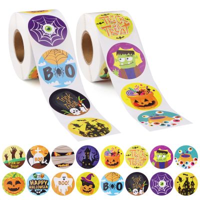 1000 Pcs Halloween Roll Stickers for Kids Teens, Lorvain Pumpkin Bats Spiders Witch Web Ghost Favor Roll Kids Stickers Decals for Halloween Praty Decorations, Holiday Stickers