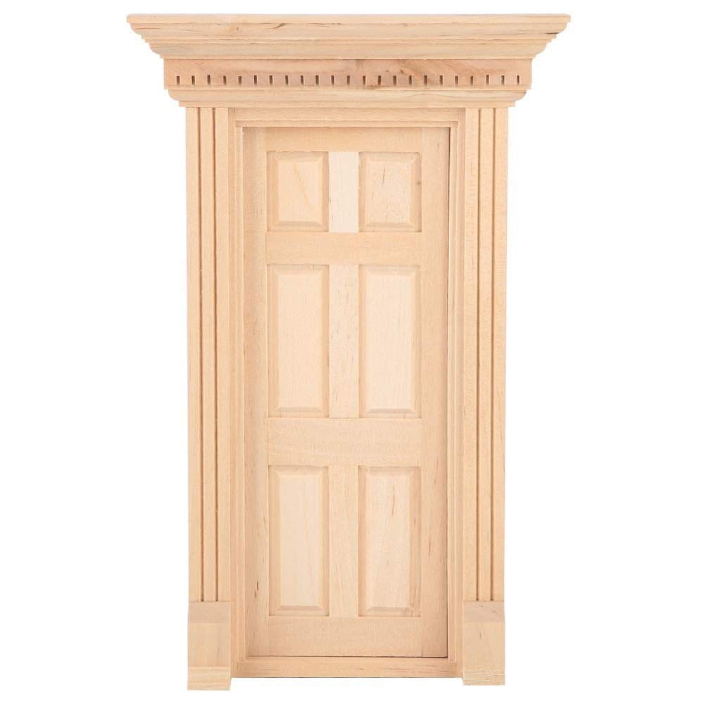 Wooden Miniature Door, Fairy Unpainted DIY Dollhouse Scene for Home Craft Furniture Projects, Small Decor Accessory for Kids, Hobbyists, and Collectors