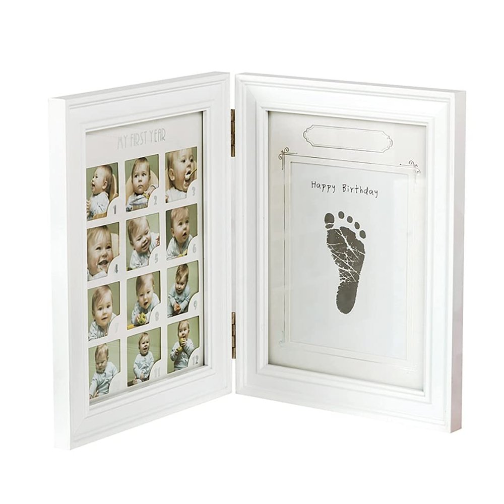 006 DIY Newborn Baby Handprint and Footprint Kit, Baby Keepsake Frame Kit with Ink Pad Stamp & Stencil, Ideal Personalized Newborn Baby for Baby Shower