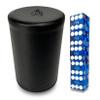 Luck Lab Black Leather Dice Stacking Cup with 5 Serialized Razor Edge 19 mm Casino Dice - Pro Straight Cup for Stacking and Magic Tricks (Blue Dice) view 1