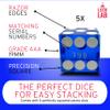 Luck Lab Black Leather Dice Stacking Cup with 5 Serialized Razor Edge 19 mm Casino Dice - Pro Straight Cup for Stacking and Magic Tricks (Blue Dice) view 3