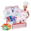 Baketivity Kids Baking Set, Meal Cooking Party Supply Kit for Teens, Real Fun Little Junior Chef Essential Kitchen Lessons, Includes Pre-Measured Ingredients (Kit +Hat & Apron, Pretty Petals) view 1