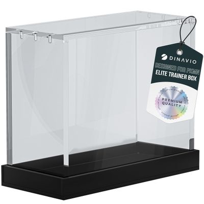 Dinavio Crafthouse Elite Trainer Box Acrylic Case - ETB Protector Case - Elite Trainer Box Protector - 8mm + 5mm Acrylic 5x3mm Magnets - Compatible with PKMN ETB Boxes (Black Base)