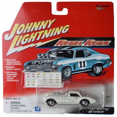 Johnny Lightning '57 Vette Gasser, Rebel Rods [White]