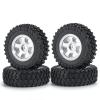 4Pcs 1.0 inch Beadlock Wheels Rims Hubs with Rubber Tires for Axial 1/24 SCX24 90081 RC Crawler Car(Silver) view 1