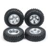 4Pcs 1.0 inch Beadlock Wheels Rims Hubs with Rubber Tires for Axial 1/24 SCX24 90081 RC Crawler Car(Silver) view 3