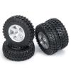 4Pcs 1.0 inch Beadlock Wheels Rims Hubs with Rubber Tires for Axial 1/24 SCX24 90081 RC Crawler Car(Silver) view 4