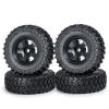 4Pcs 1.0 inch Beadlock Wheels Rims Hubs with Rubber Tires for Axial 1/24 SCX24 90081 RC Crawler Car(Black) view 1