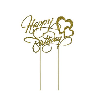 Gold Glitter Happy Birthday Cake Topper for Birthday Party Decorations