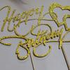 Gold Glitter Happy Birthday Cake Topper for Birthday Party Decorations view 2