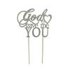 Silver Glitter God Gave Me You Cake Topper for Wedding/Engagement/Marriage Party Decorations view 1