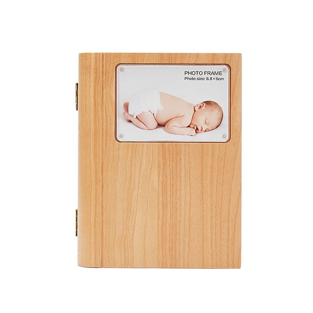 006 Wooden Baby Memory Box, Handprint Footprint Keepsake and Baby Photo Frame, Baby Keepsake Box for Boys and Grils, Picture Frame for Girl and Boy Baby Registry