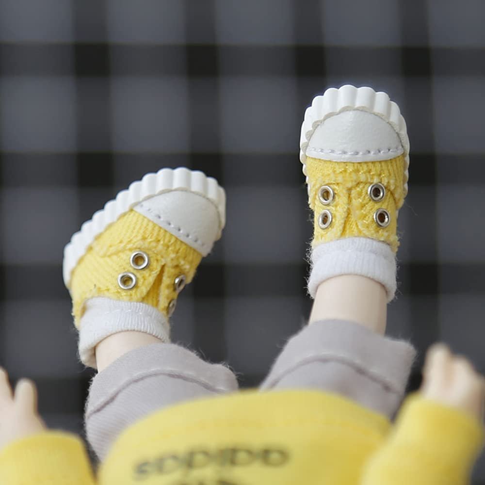 XiDonDon Doll Shoes Fashion Canvas Shoes for Ob11,GSC, 1/12 BJD, Body9 Doll Accessories (Yellow)