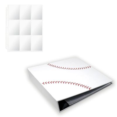 Baseball Card Binder with 50 Transparent Sleeves | Baseballz Texture by All Star Products | Real Look & Feel | Patented 3-Ring Album for Trading Card Protection