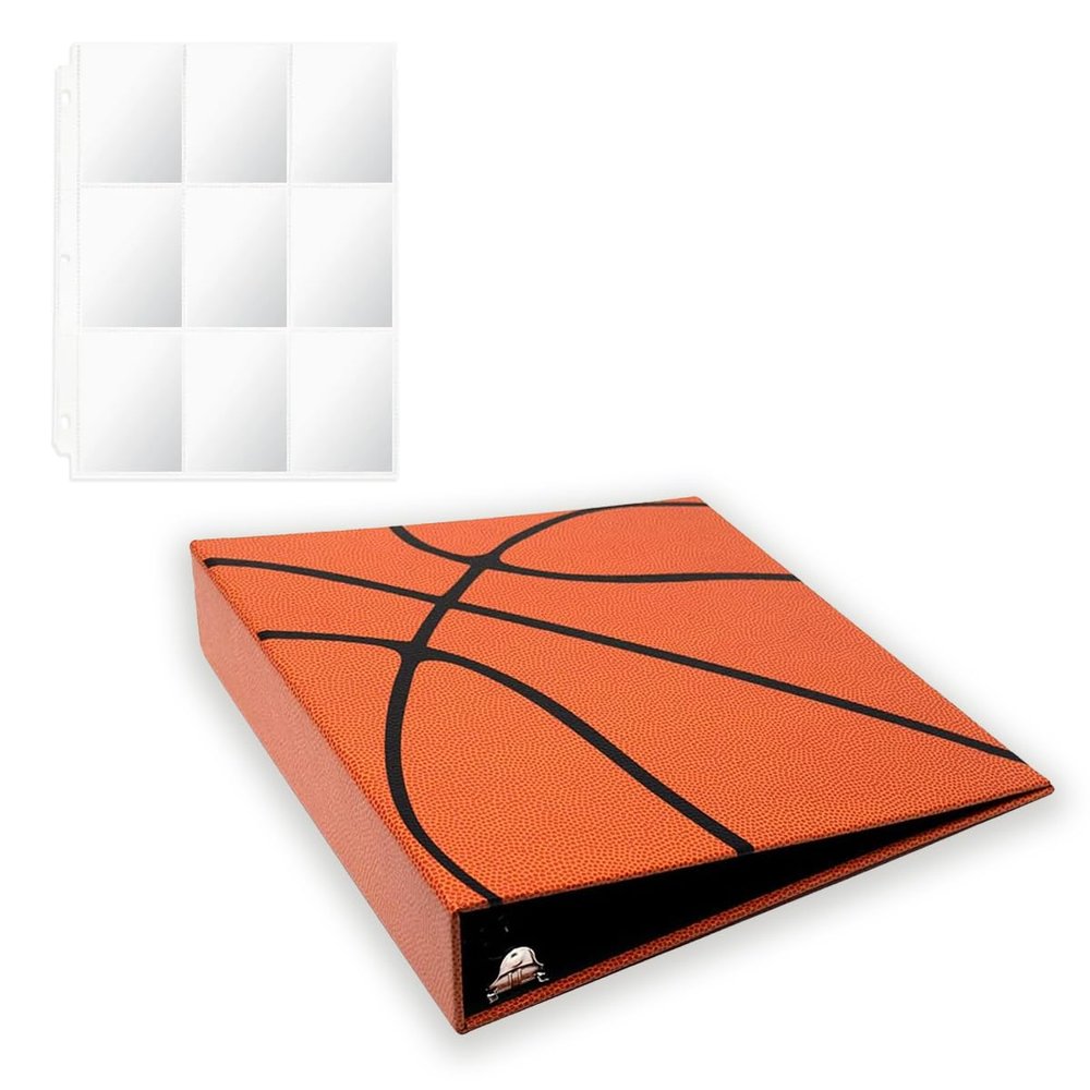 Basketball Card Binder with 50 Transparent Sleeves | Hoopz Texture by All Star Products | Real Basketball Look & Feel | Patented 3-Ring Album for Trading Card Protection