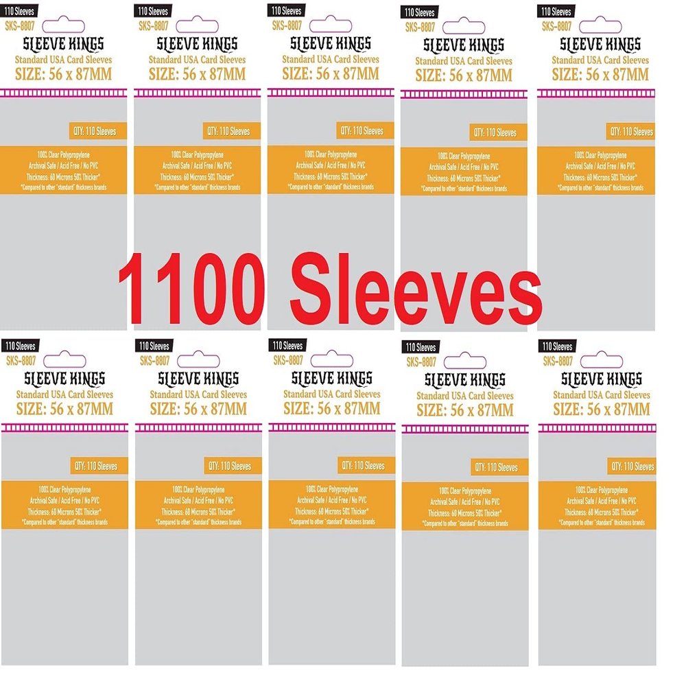 Sleeve Kings Standard USA Card Sleeves 56 X 87 mm (10x110 Pack, 1100 Sleeves)