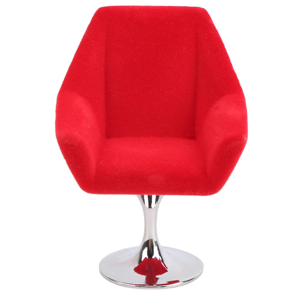 Mini Dollhouse Armchair, 1:12 Dolls House Sofa Furniture Chair Flocking Doll House Chair for Kids(Red)