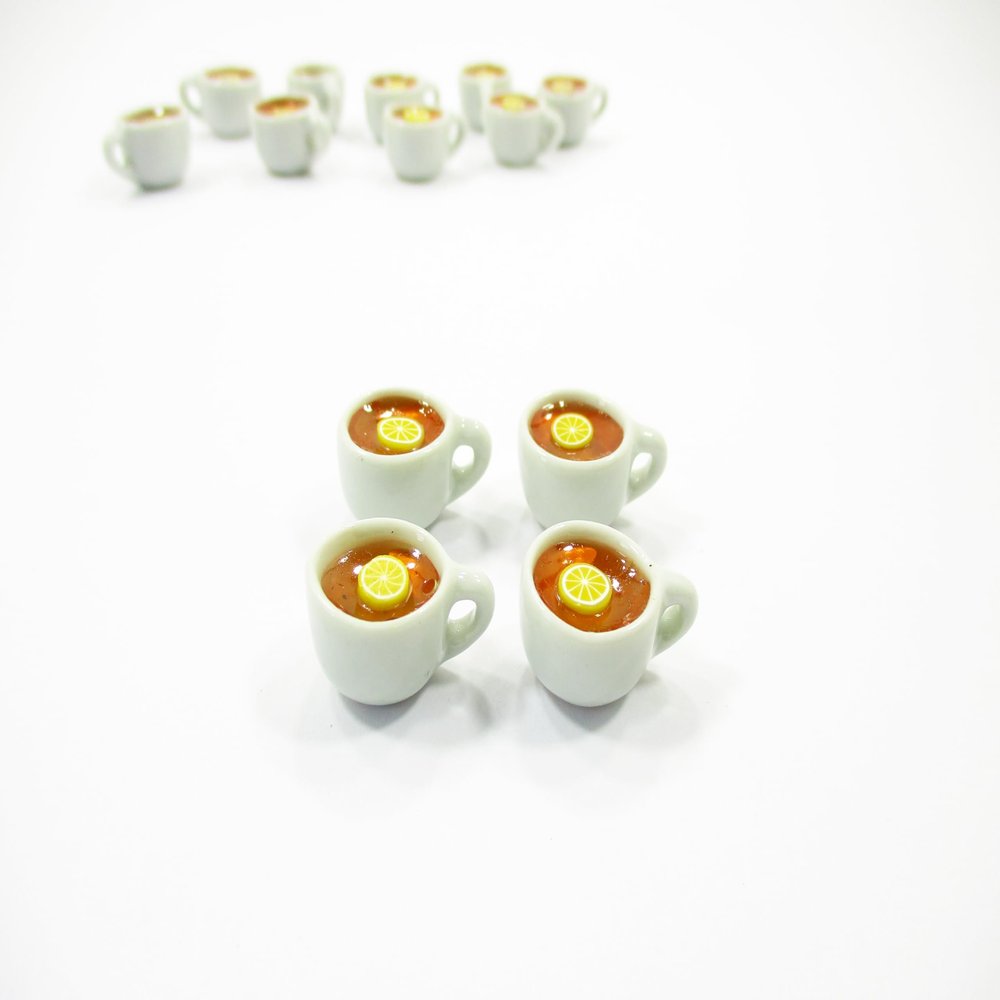 1:6 Set 4 Cups Lemon Tea Dollhouse Miniature Food Drinks Beverage #M 15859