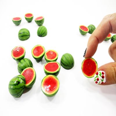 Dollhouse Miniature Food Lot 10 Half Watermelon Loose Fruit Supply 1:6 15899