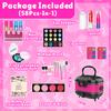 Hollyhi 58 Pcs Kids Makeup Kit for Girl, Princess Toys Real Washable Cosmetic Set with Mirror, Kids Makeup Sets for Girls, Play Make Up Birthday Gifts for 3 4 5 6 7 8 9 10 11 12 Years Old Kid (Rose) view 2
