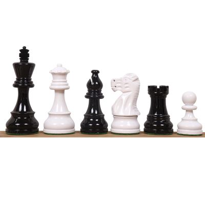 RoyalChessMall-3.8" Black and Ivory White Painted Staunton Chess Pieces only Set - Weighted Wood