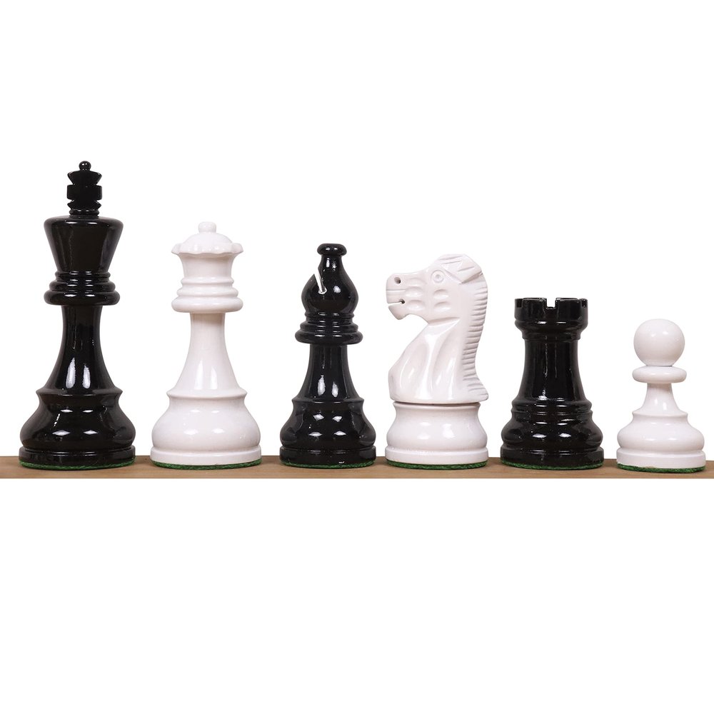 RoyalChessMall-3.8" Black and Ivory White Painted Staunton Chess Pieces only Set - Weighted Wood