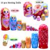 JoyNest Russian Nesting Dolls 10pcs Matryoshka Wood Stacking Nested Set Heart Shape Girl Handmade Toys for Children Kids Christmas Birthday Halloween Wishing Gift view 4