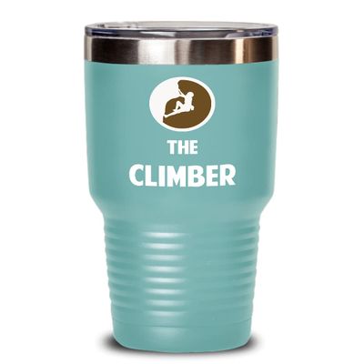 Rock Climbing Tumbler The Climber Best Gift For Rock Climber 30oz, Teal Green