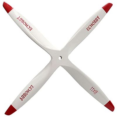 11x8 CW 4 Blades Engine Wooden Propeller White for Fuel Power RC Model Airplane