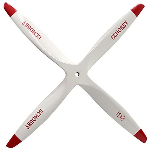 11x8 CW 4 Blades Engine Wooden Propeller White for Fuel Power RC Model Airplane