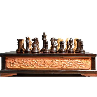 LANGWEI Chess Set for Adults,Classic Family Chess Board Game with Storage Drawer & Felted Game Board Interior,Travel Wood Chess Set for Chess Lovers
