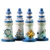 4pcs Mini Lighthouse Blue Lighthouse Figurine Lighthouse Table Kids Fish Ocean Miniatures Lighthouse Miniature Lighthouse Ornaments Wooden Seaside Nautical Lighthouse Wedding view 1
