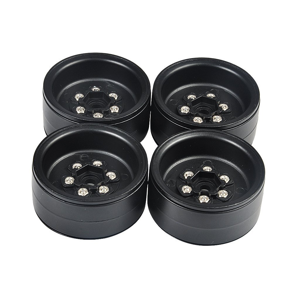 RC-Hub 4Pcs Metal 1.9" Beadlock Wheels for 1/10 TRX-4 Axial SCX10 D90 90046 RC Car, Black