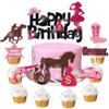 25pcs Cowgirl Cupcake Toppers - Horse Party Decorations for Western Birthday Party or Baby Shower view 1