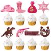 25pcs Cowgirl Cupcake Toppers - Horse Party Decorations for Western Birthday Party or Baby Shower view 3