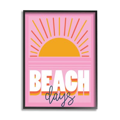 Stupell Industries Beach Days Quote Rising Sun Ray Horizon Pink